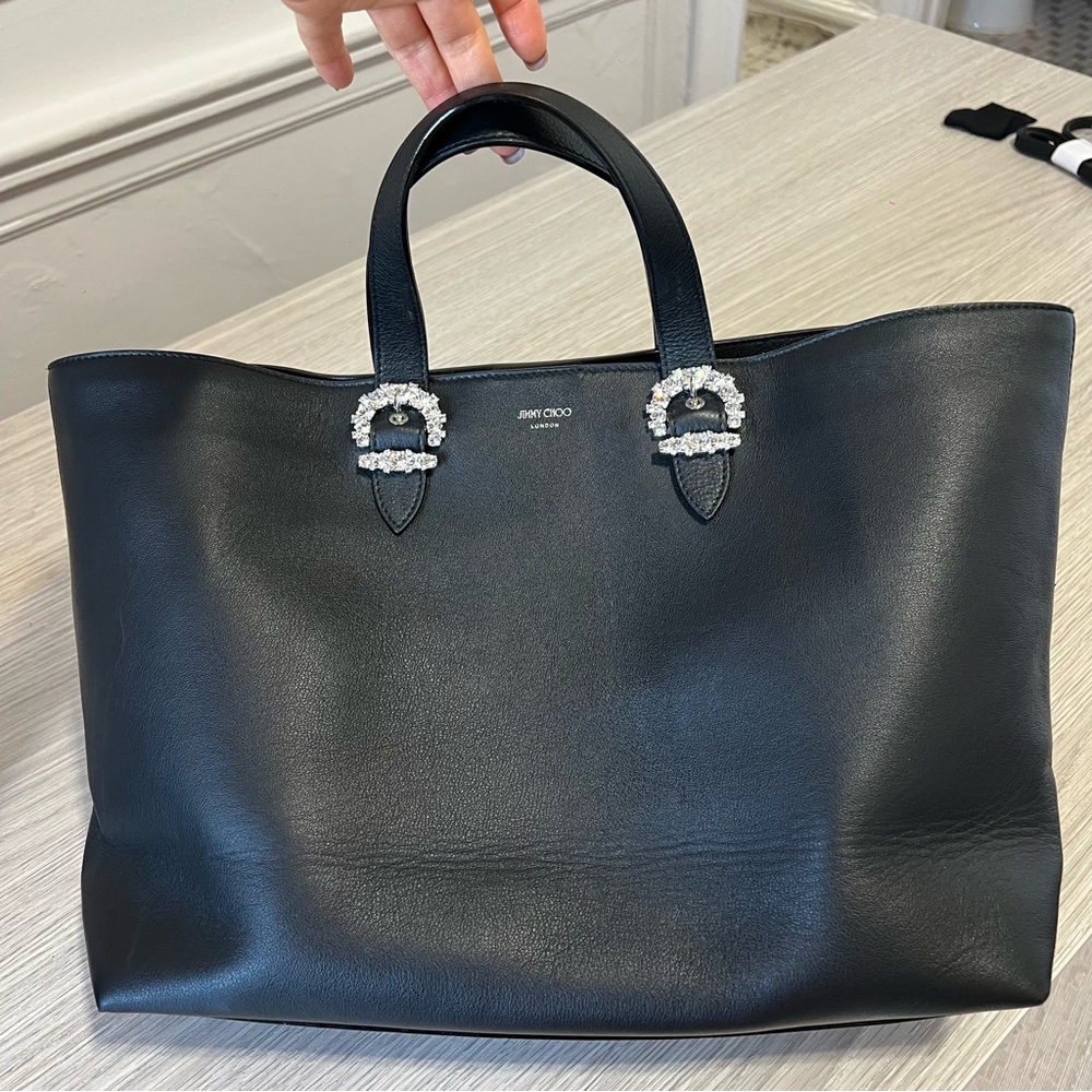 Jimmy Choo Cheri 2-way Calfskin Crystal Buckle